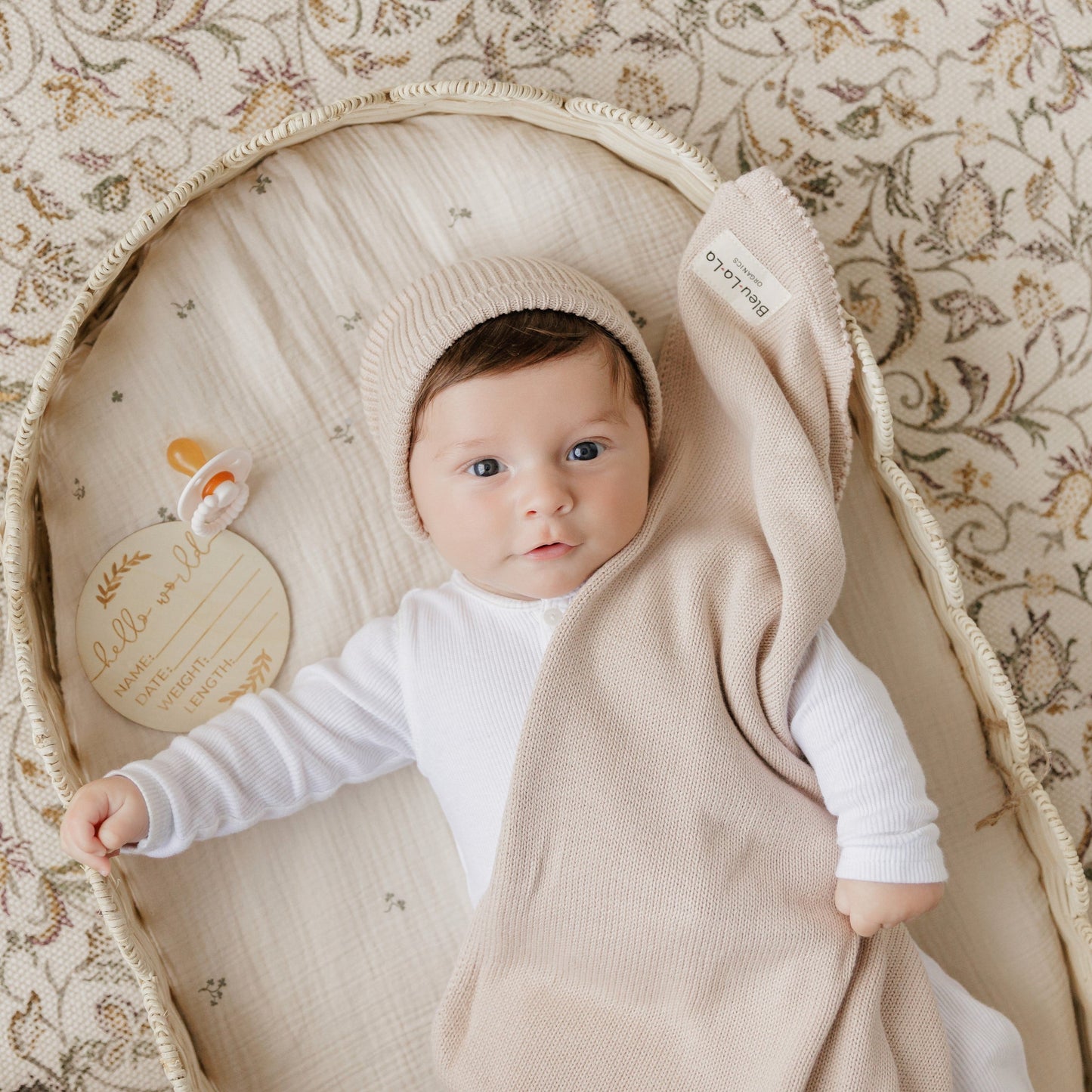 Luxe Collection 100 Percent Organic Cotton Luxury Knit Baby Blanket Bleu La La