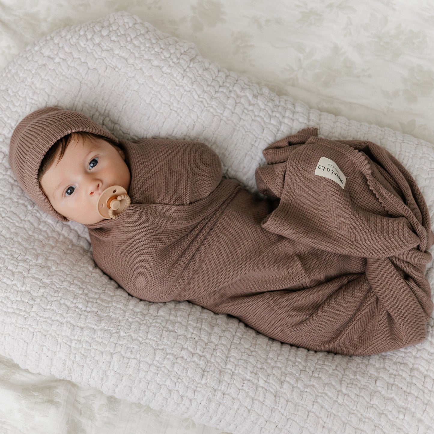 Luxe Collection 100 Percent Organic Cotton Luxury Knit Baby Blanket Bleu La La