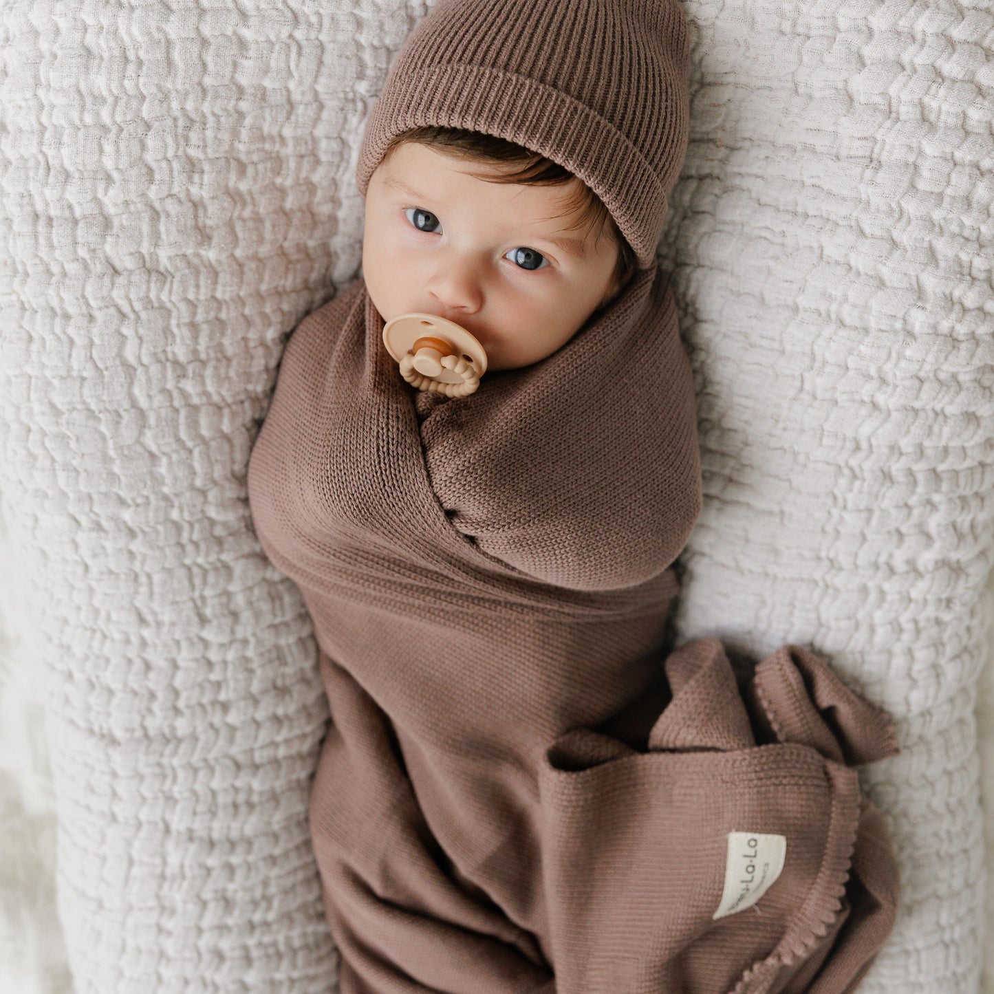 Luxe Collection 100 Percent Organic Cotton Luxury Knit Baby Blanket Bleu La La