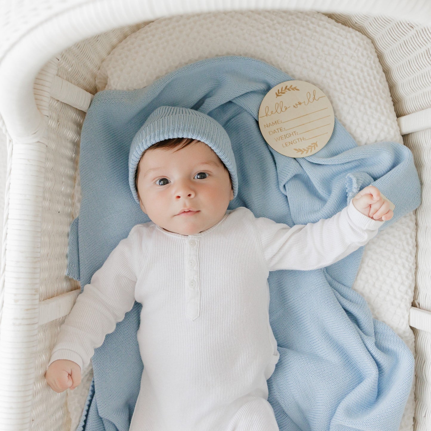 Luxe Collection 100 Percent Organic Cotton Luxury Knit Baby Blanket Bleu La La