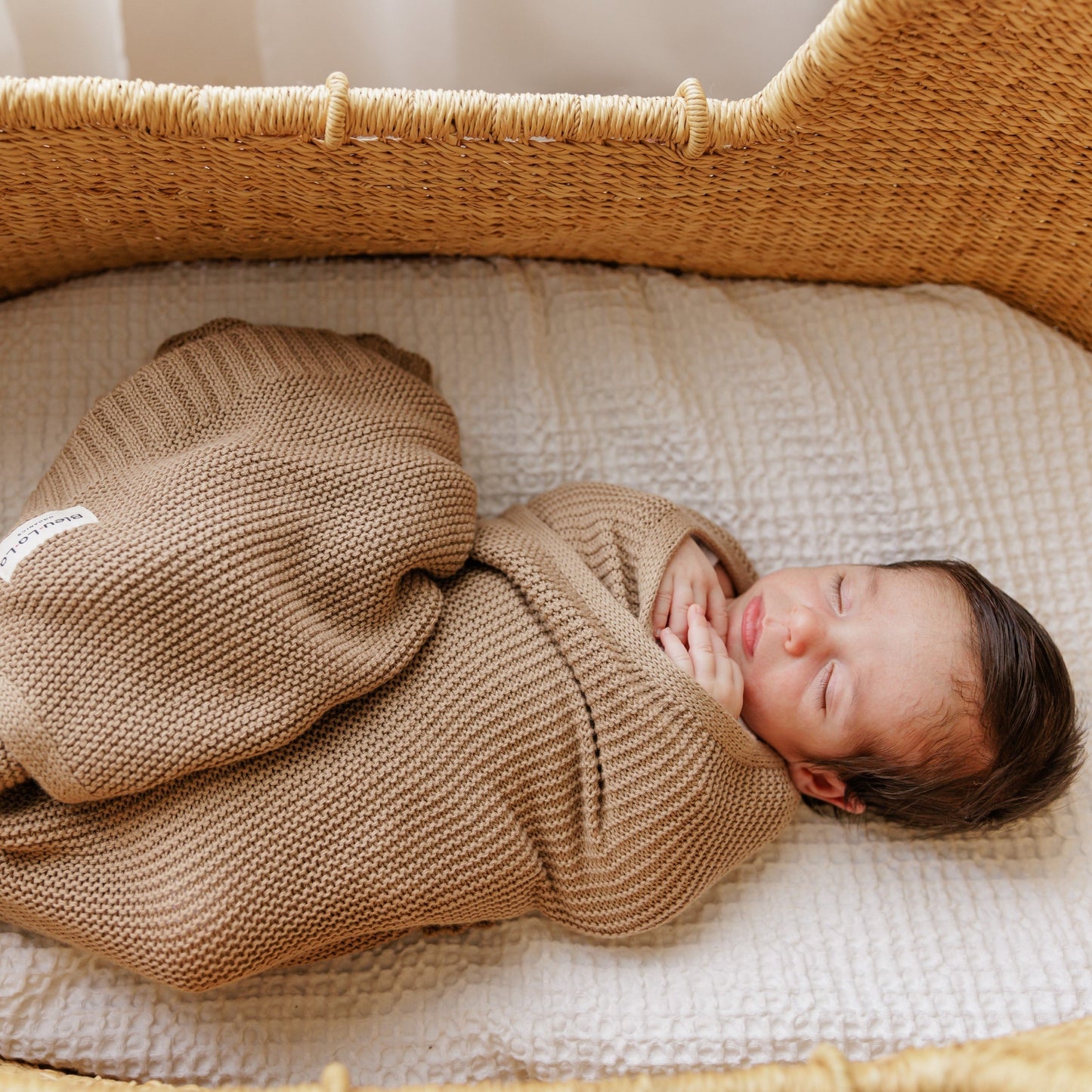 Heritage Knit 100 Percent Organic Cotton Luxury Knit Baby Swaddle Blanket Bleu La La