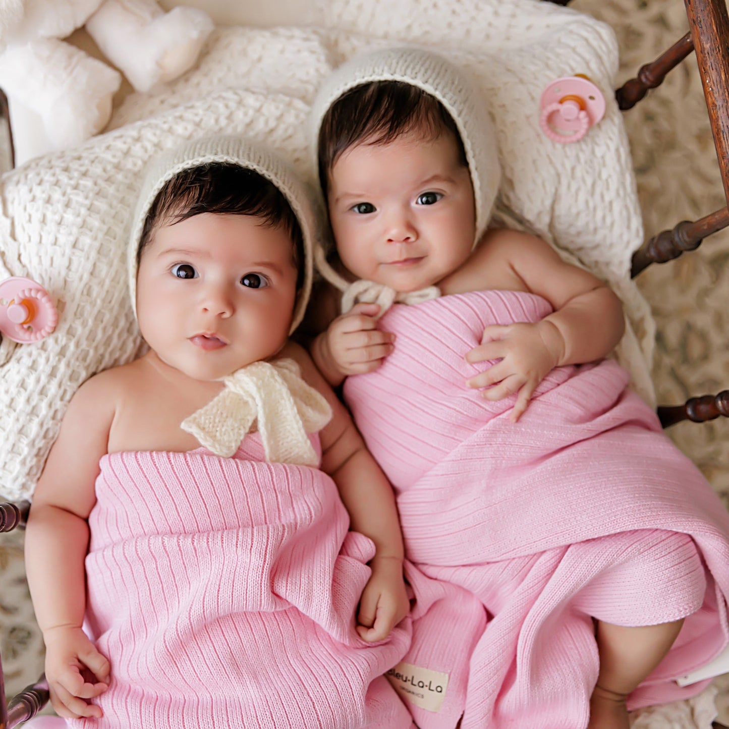 Organic Ribbed Knit Cotton Baby Blanket Made from 100 Percent Organic Cotton Bleu La La