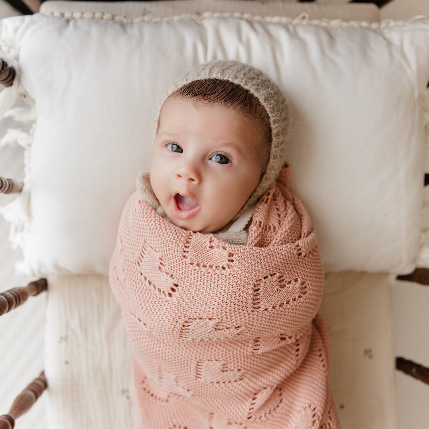 100 Percent Cotton Luxury Knit Heart Swaddle Baby Blanket Bleu La La