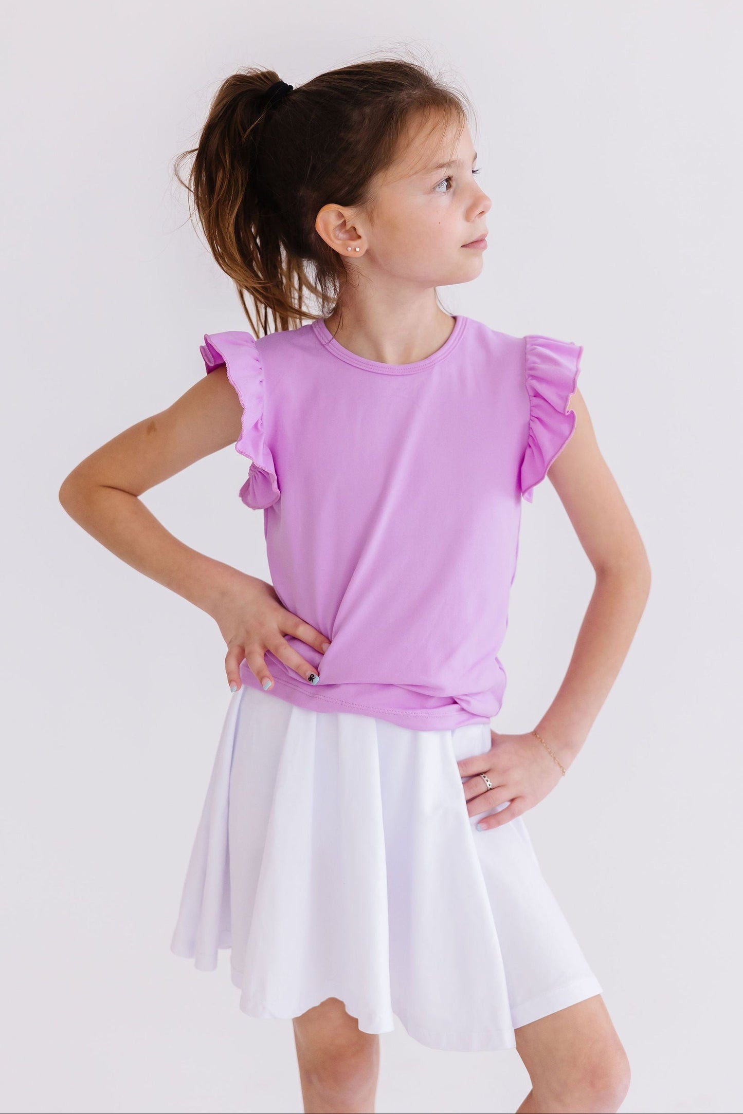 Mila & Rose ® Bright Lilac Short Sleeve Ruffle Tee Mila Rose Girls - Apparel & Accessories > Clothing > Clothing Tops > T-Shirts Ruffle Tee S/S