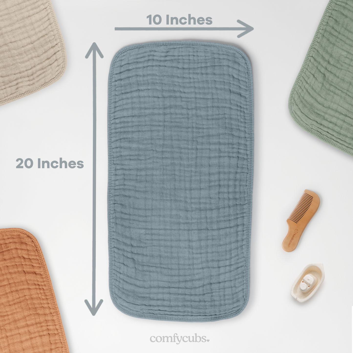 Muslin Burp Cloths Pacific Blue For Newborns By Comfy Cubs Comfy Cubs Everetts Place: Online Boutique