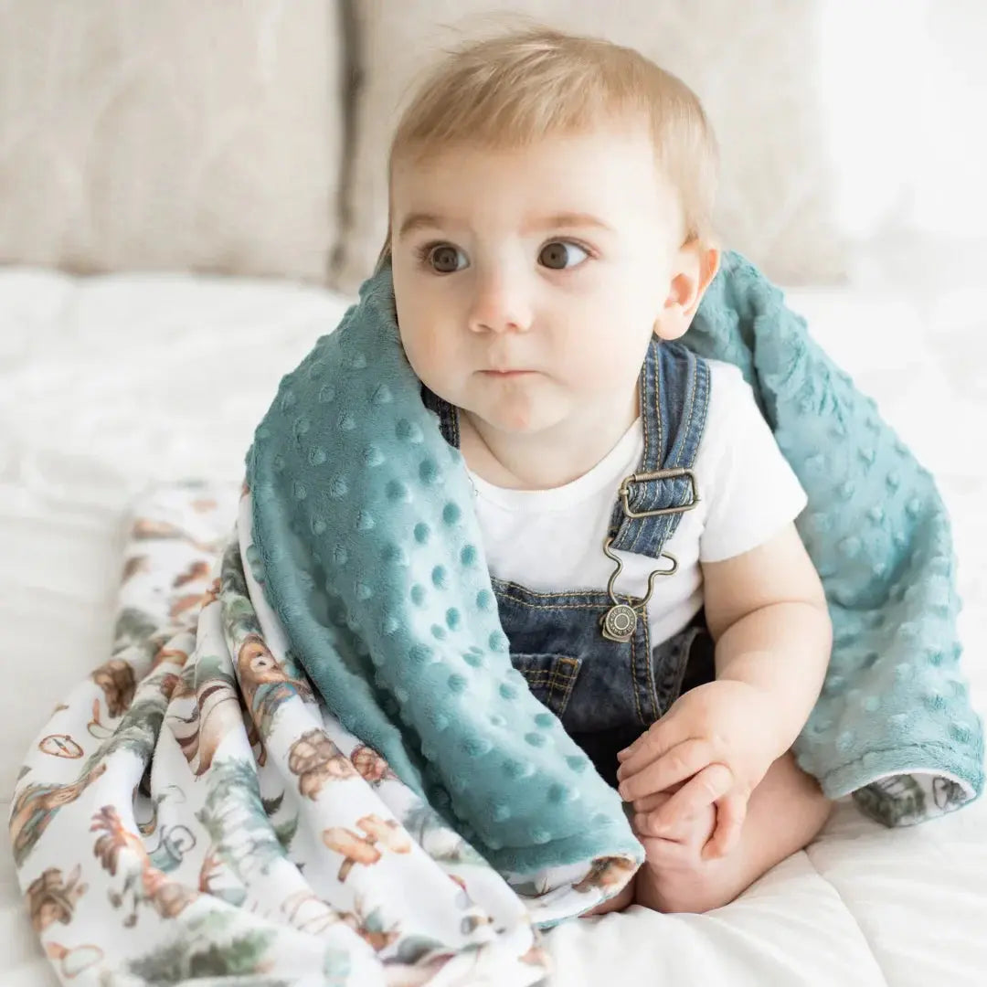 Baby & Toddler Minky Blanket - Let's Go Camping Honey Lemonade