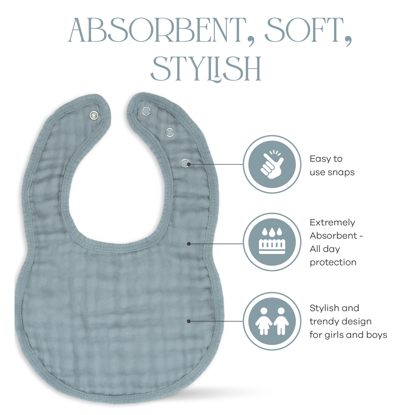 Muslin Bibs In Pacific Blue For Babies Bandana Drool Bibs Comfy Cubs Everetts Place: Online Boutique