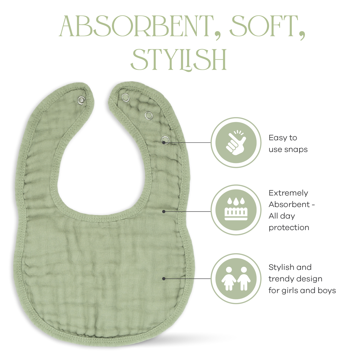 Multicolor Muslin Bibs For Babies Drool Absorbent Set Comfy Cubs Everetts Place: Online Boutique