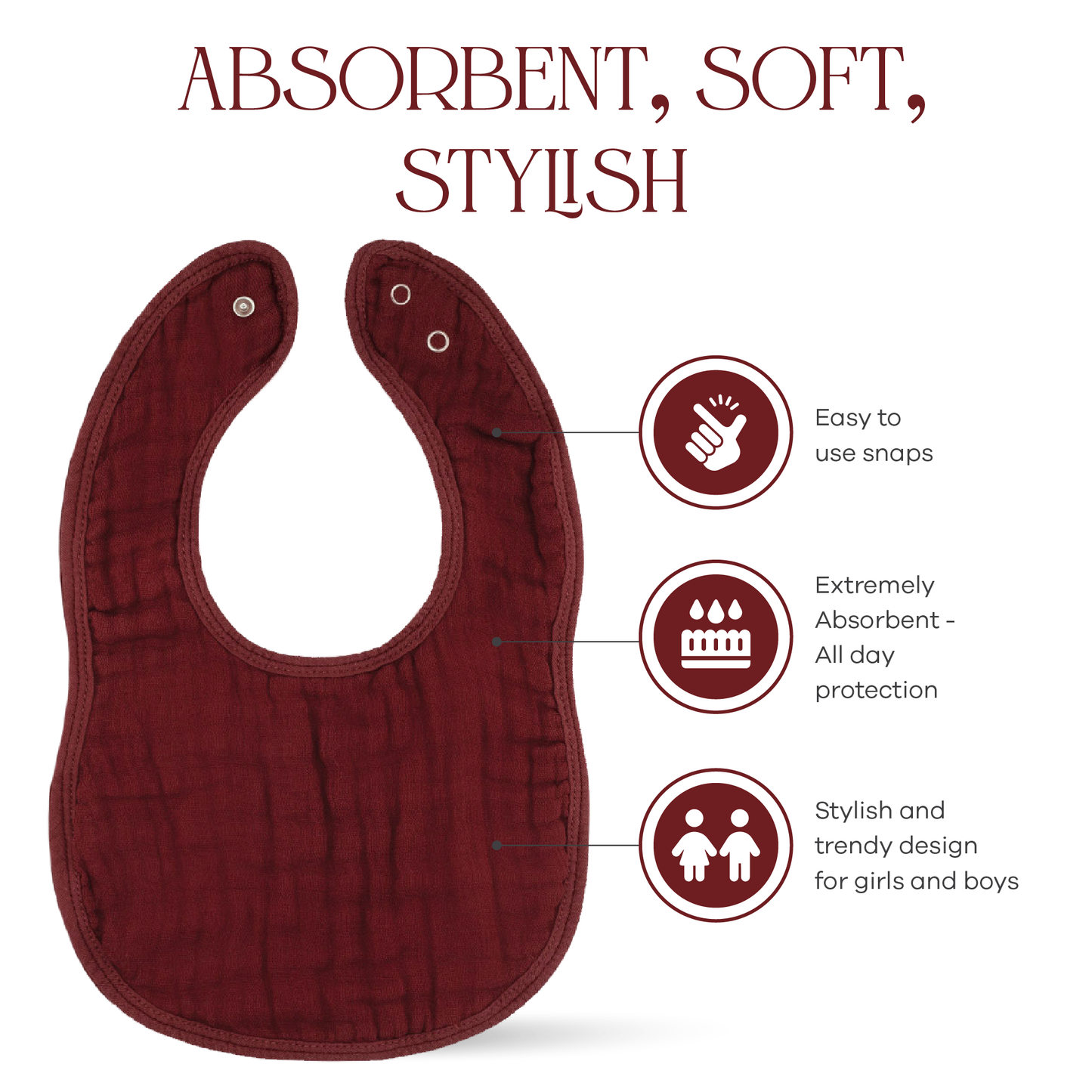 Wine Colored Muslin Bibs For Baby Drool Bamboo Rayon Comfy Cubs Everetts Place: Online Boutique