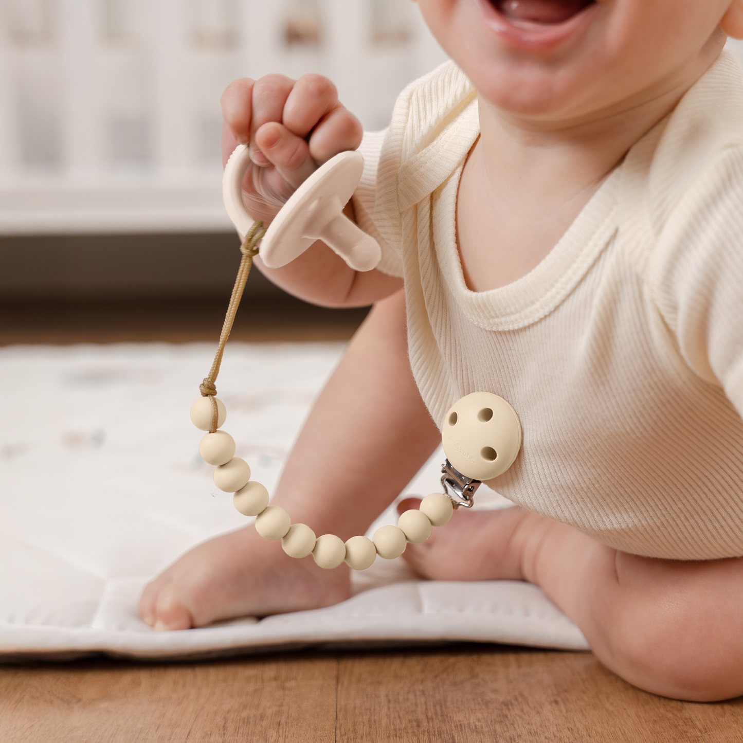 Beige And Light Beige Silicone Pacifier Clips 2 Pack Comfy Cubs Everetts Place: Online Boutique