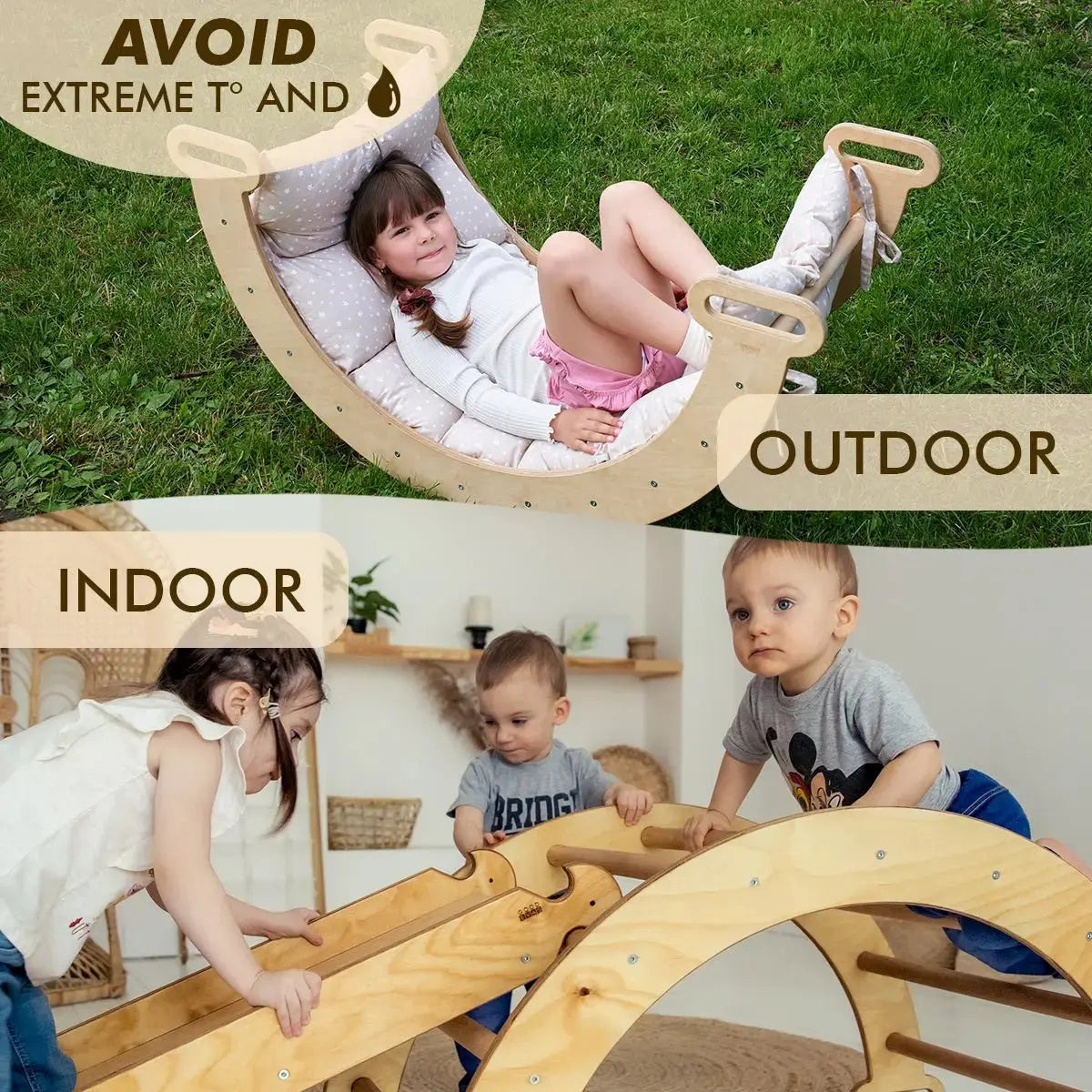 3in1 Montessori Climbing Set Climbing Arch Slide Board Cushion Beige Goodevas Everetts Place: Online Boutique