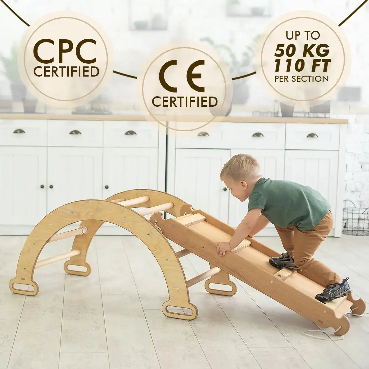 3in1 Montessori Climbing Set Climbing Arch Slide Board Cushion Beige Goodevas Everetts Place: Online Boutique