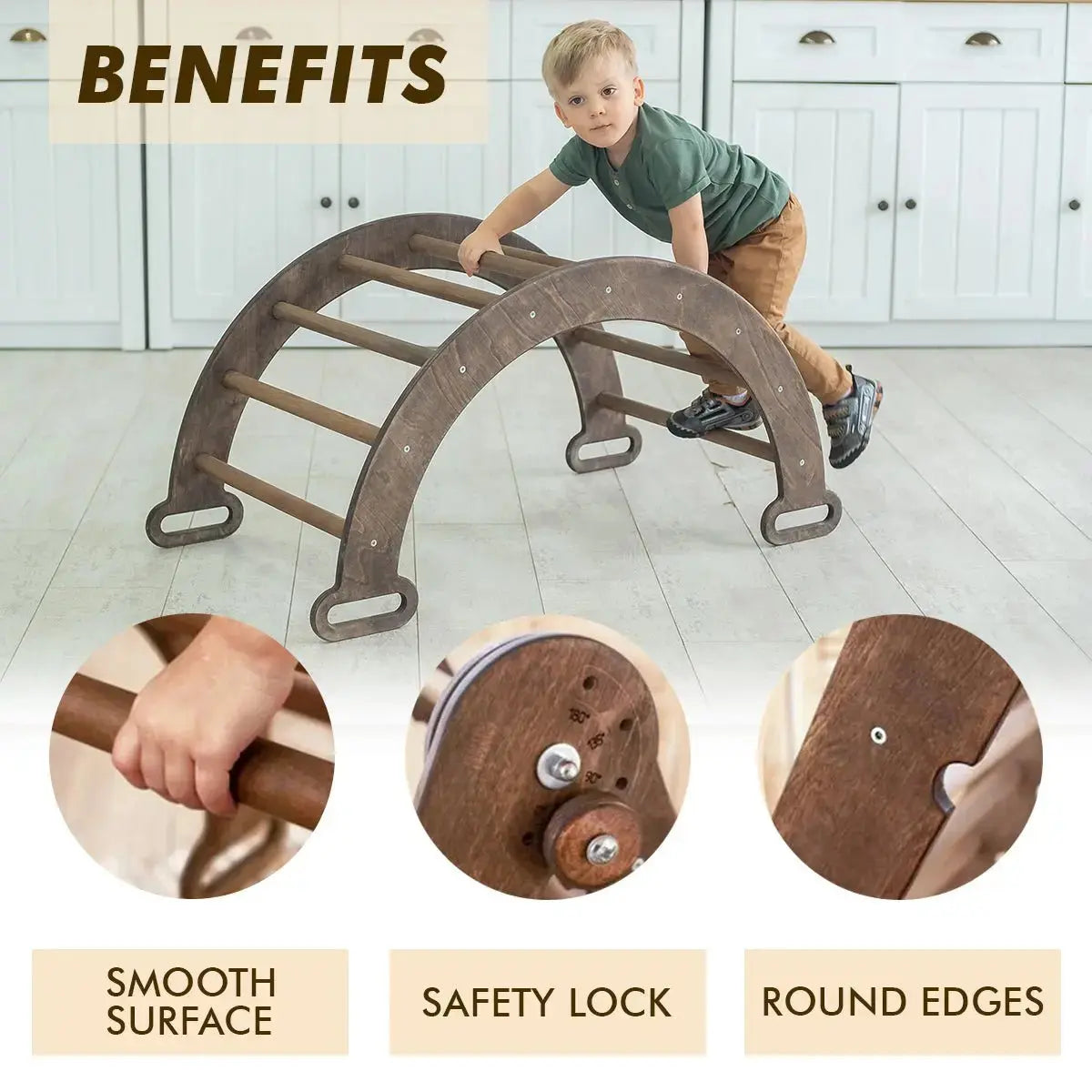 3in1 Montessori Climbing Set Climbing Arch Slide Board Cushion Chocolate Goodevas Everetts Place: Online Boutique