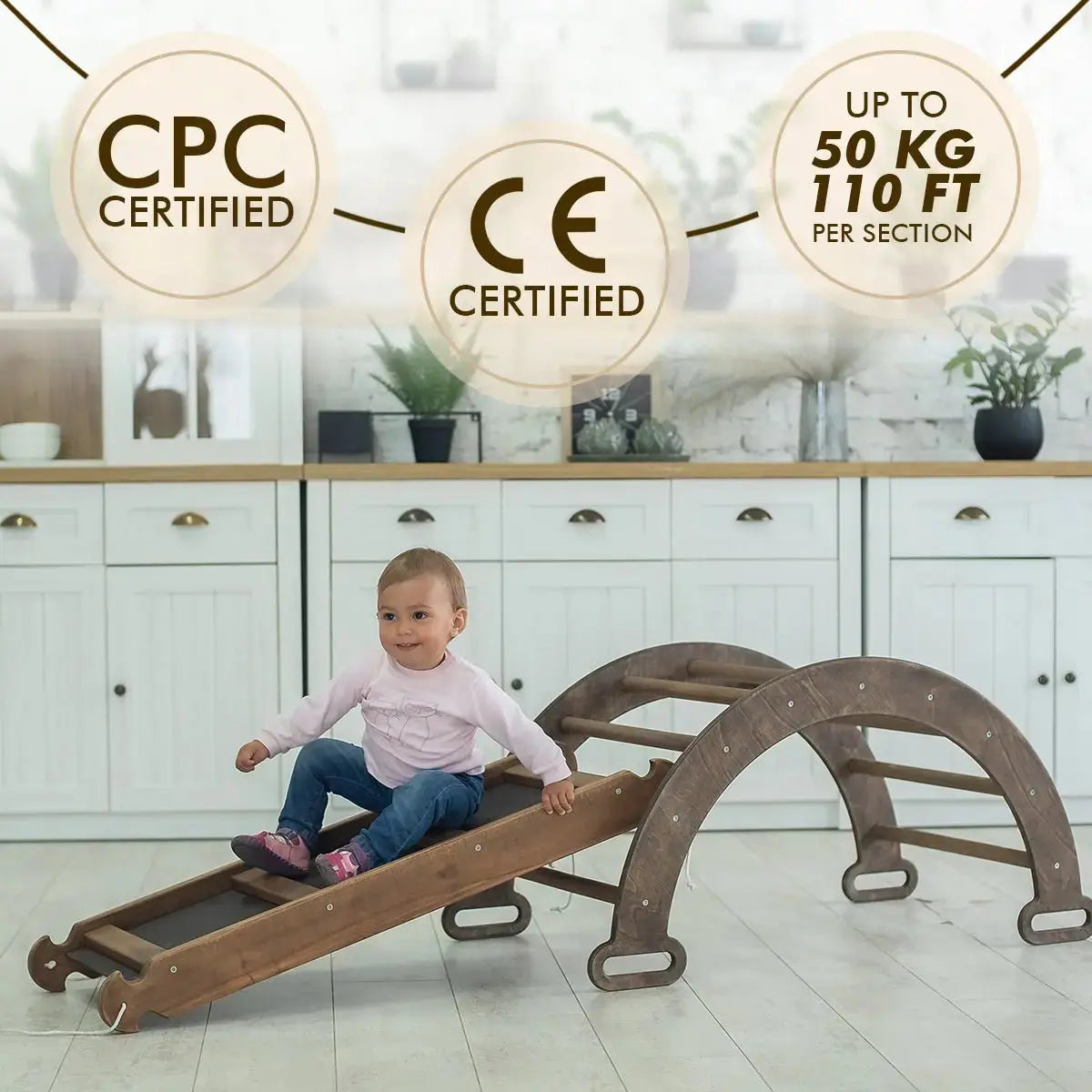 3in1 Montessori Climbing Set Climbing Arch Slide Board Cushion Chocolate Goodevas Everetts Place: Online Boutique