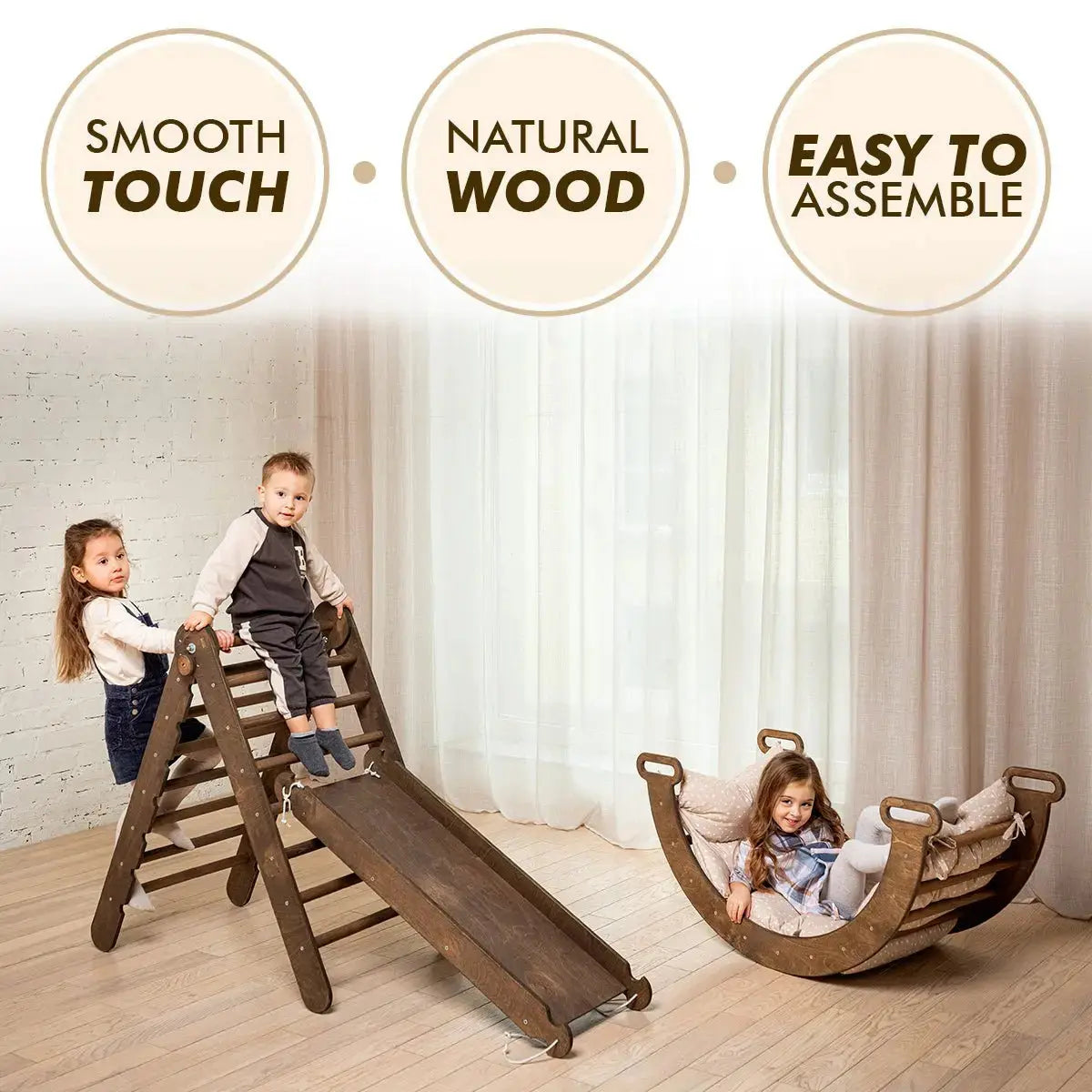 3in1 Montessori Climbing Set Climbing Arch Slide Board Cushion Chocolate Goodevas Everetts Place: Online Boutique