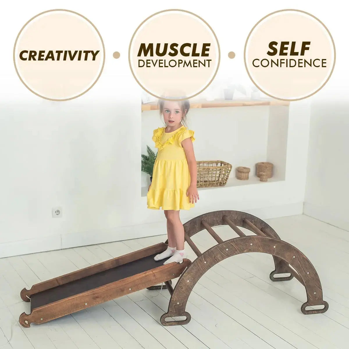3in1 Montessori Climbing Set Climbing Arch Slide Board Cushion Chocolate Goodevas Everetts Place: Online Boutique