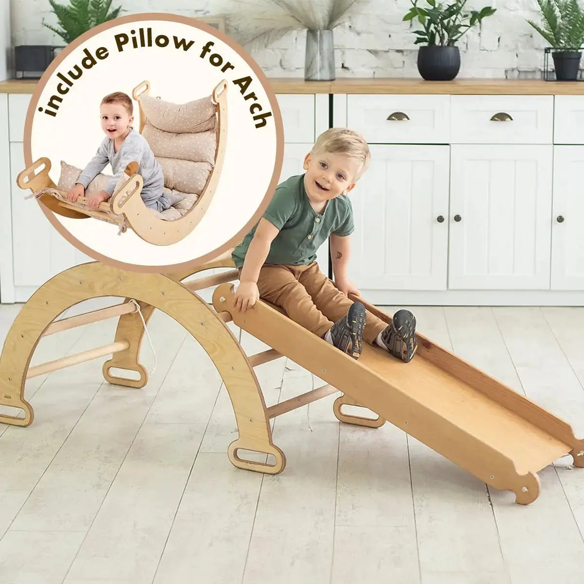 3in1 Montessori Climbing Set Climbing Arch Slide Board Cushion Chocolate Goodevas Everetts Place: Online Boutique
