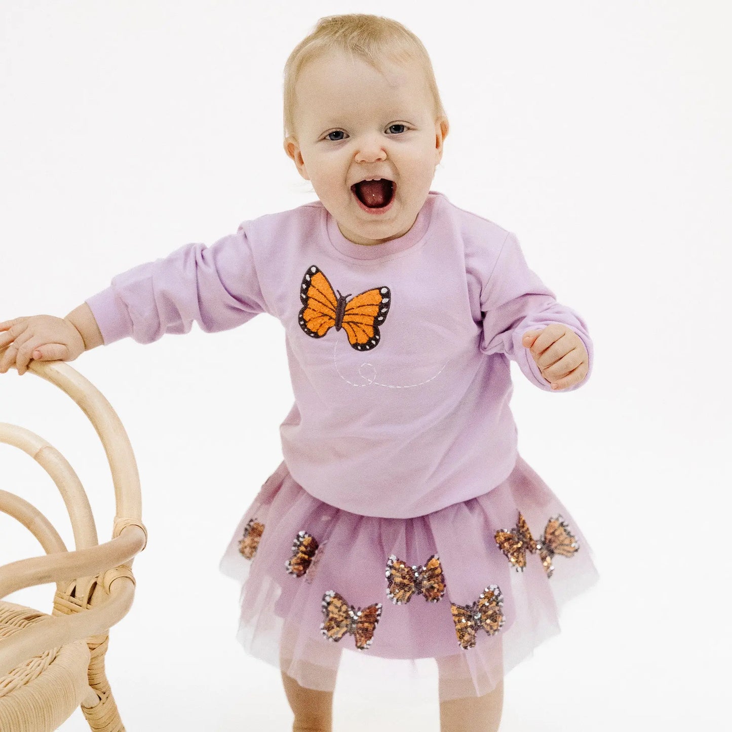 Tutu Skirt with Monarch Butterflies and Milkweed Sequined Appliques for Kids Angel Dear