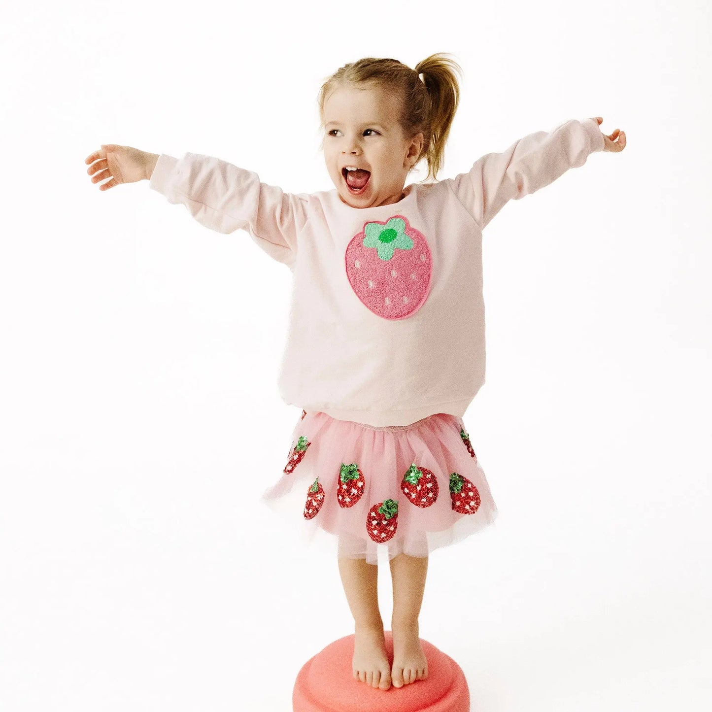 Tutu Skirt Strawberry Swiss Dot with Sequined Strawberry Appliques Angel Dear