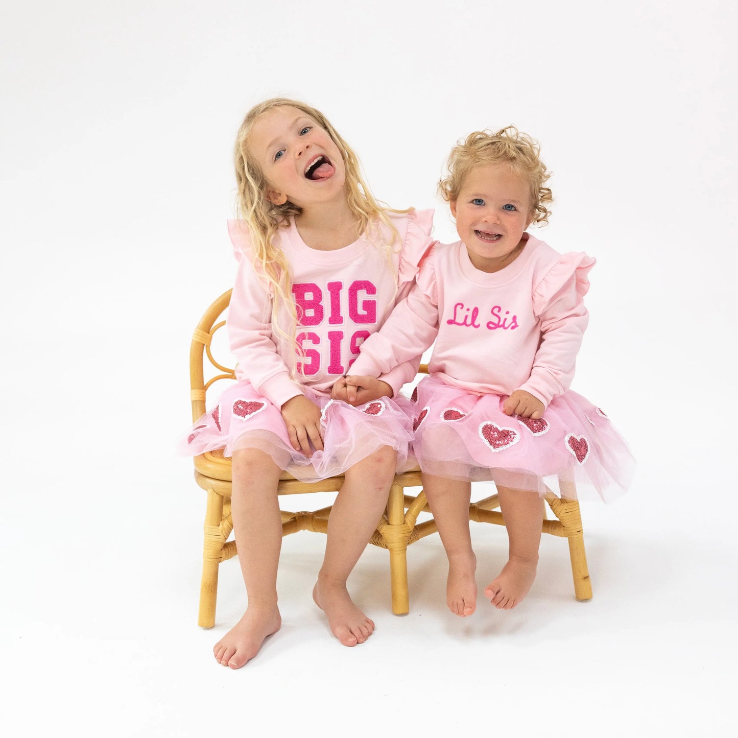 Ruffle Sweatshirt Sibling Big Sis Applique Cozy French Terry Fabric Angel Dear