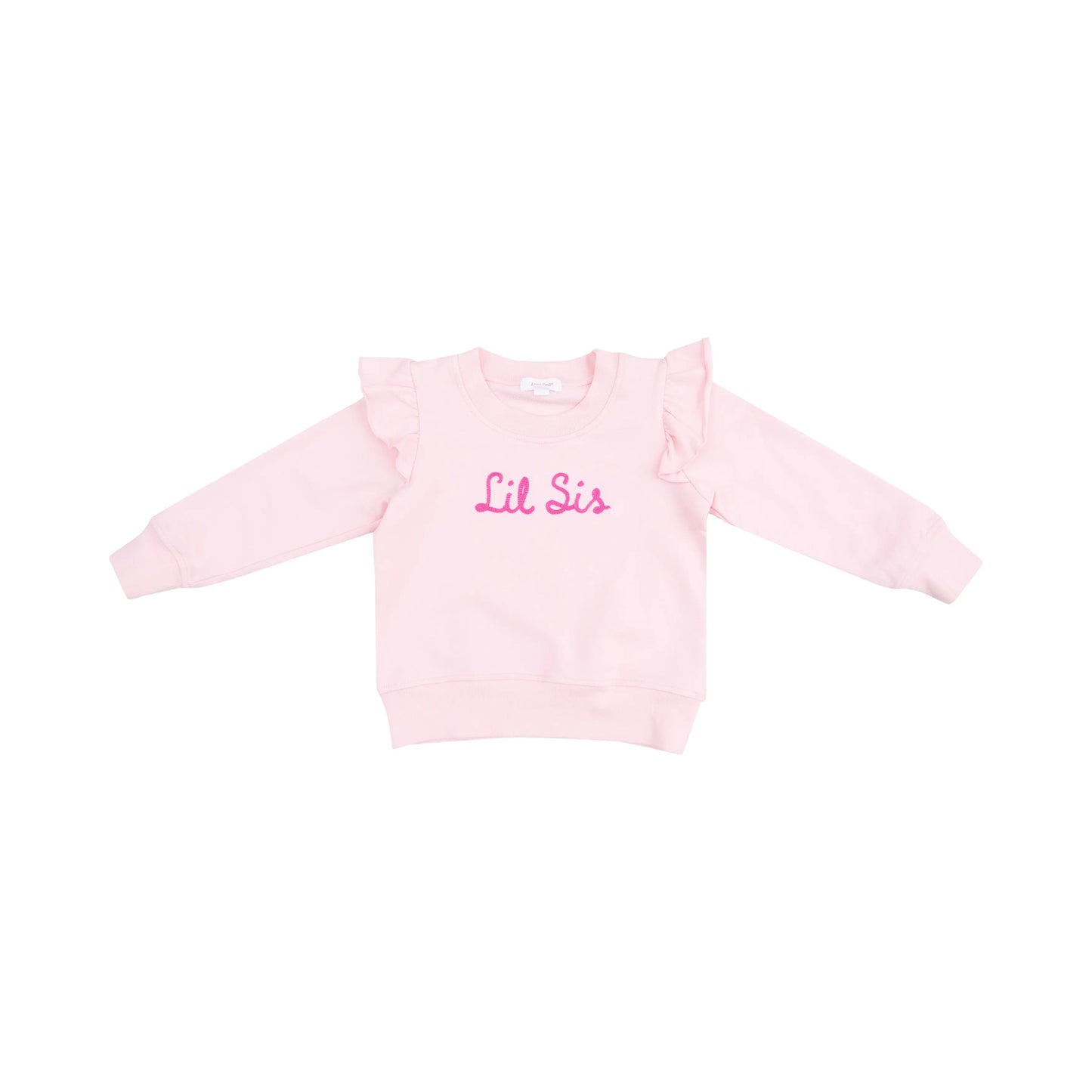 Ruffle Sweatshirt for Sibling Lil Sis with Embroidered Letters Angel Dear