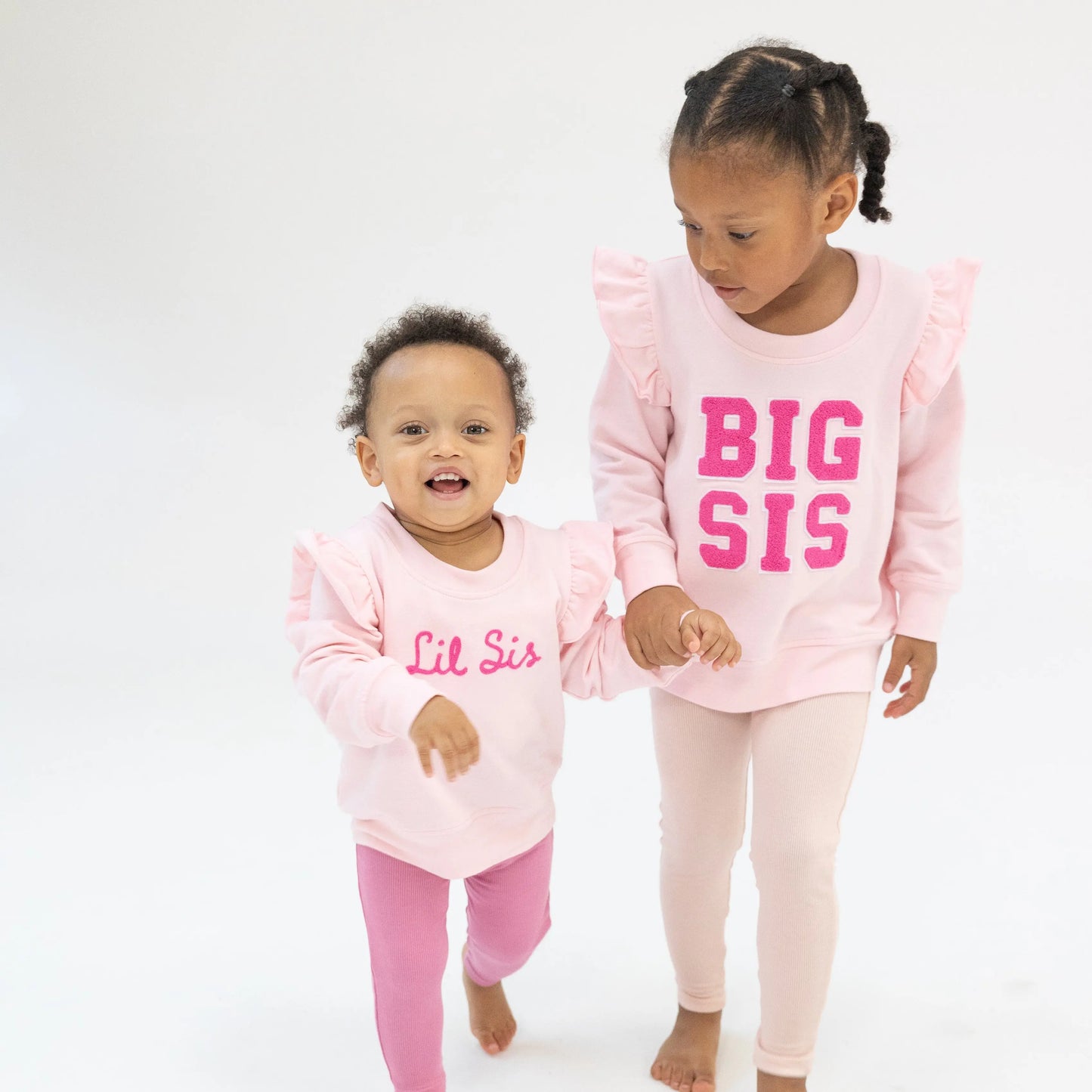 Ruffle Sweatshirt for Sibling Lil Sis with Embroidered Letters Angel Dear