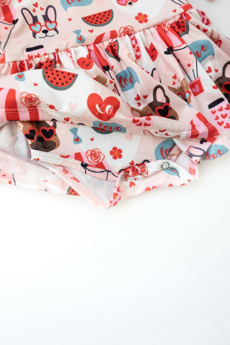 Mila & Rose ® Puppy Love Twirl Bodysuit Three Quarter Sleeve Baby - Apparel & Accessories > Clothing > Baby & Toddler Clothing > Baby & Toddler Dresses Twirl Bodysuit - 3/4 Sleeve