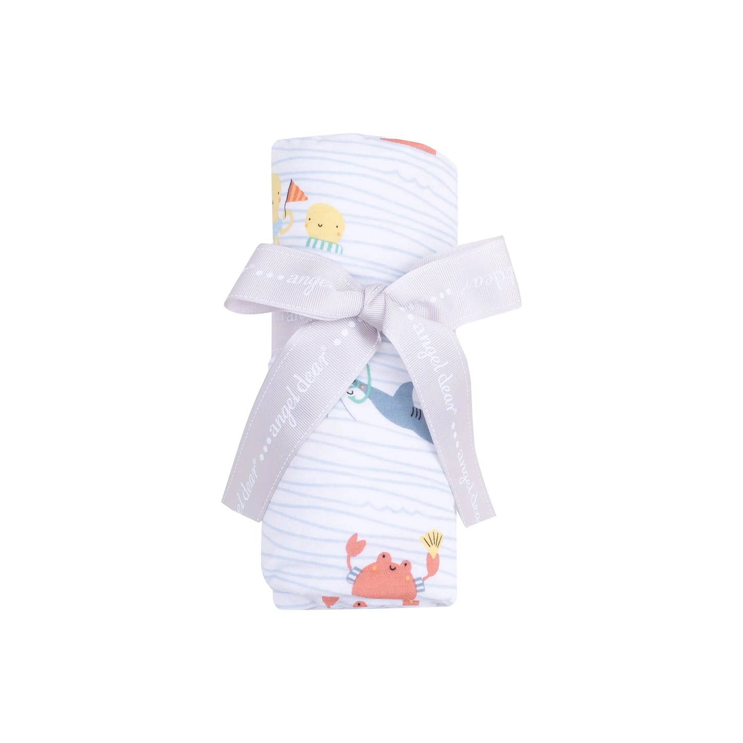 Swaddle Blanket Sea Stripes Viscose Bamboo Soft Wrap 45x45 Inches.
