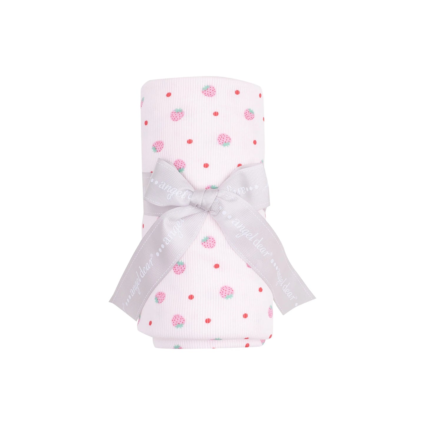 Swaddle Blanket Strawberry Swiss Dot Ribbed Modal 45x45 Inches.