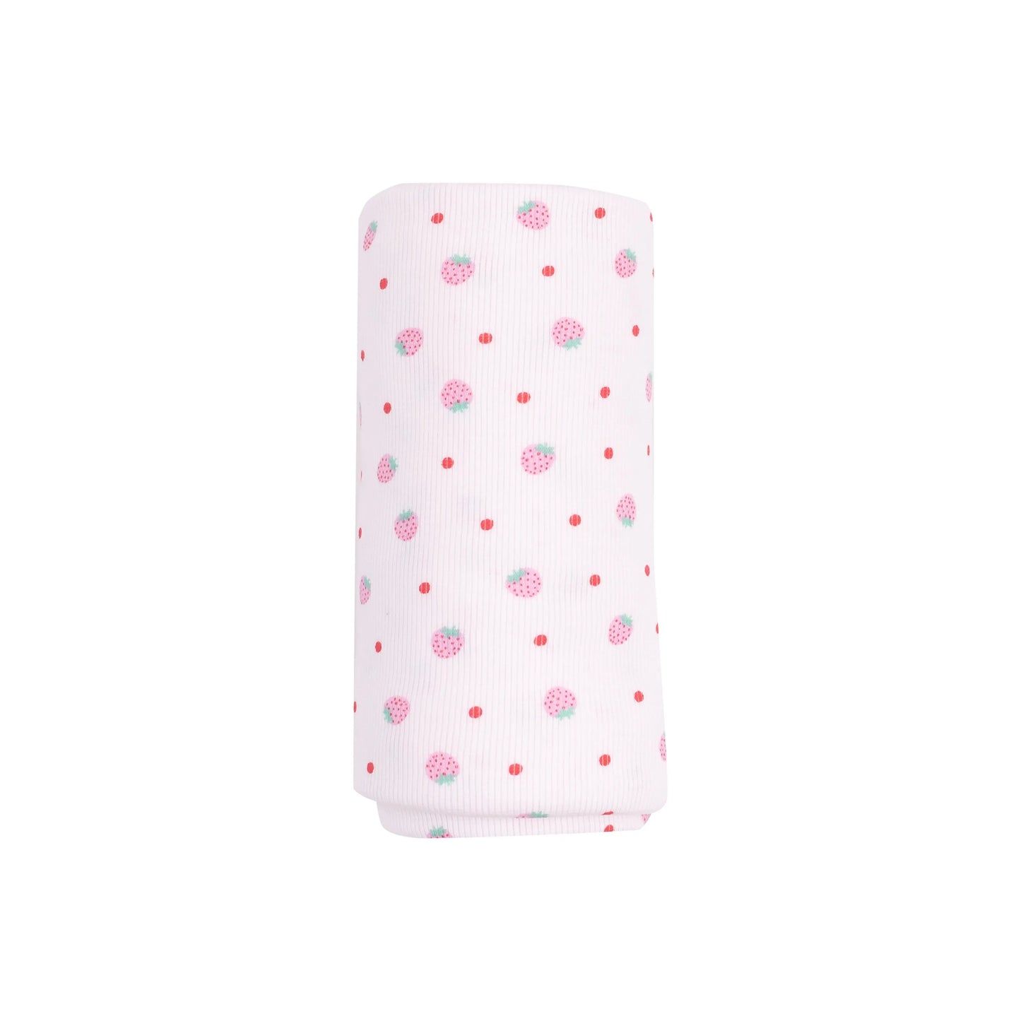 Swaddle Blanket Strawberry Swiss Dot Ribbed Modal 45x45 Inches.
