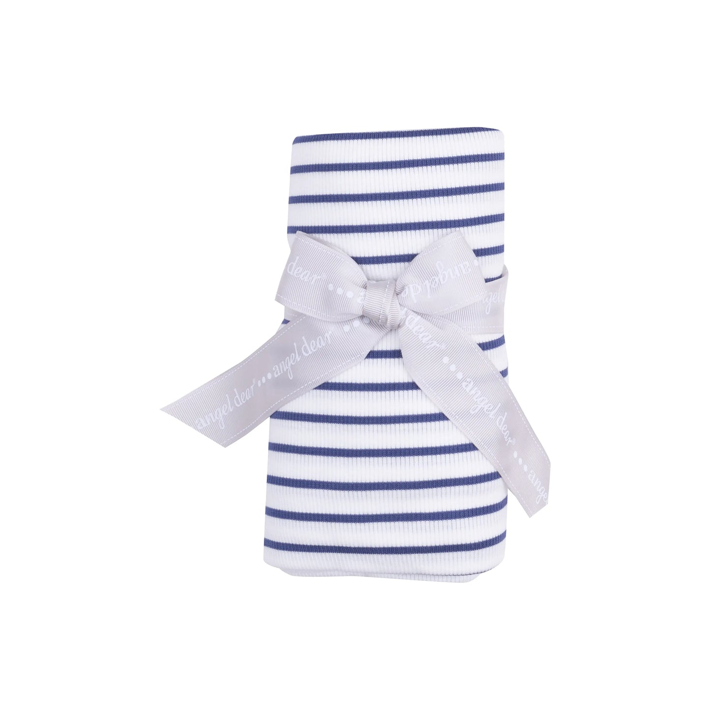 Swaddle Blanket Stripe Vintage Navy Ribbed Modal 45x45 Inches.