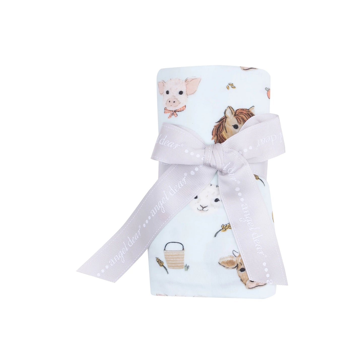 Vintage Animal Faces Blue Viscose Bamboo Swaddle Blanket 45x45 Inches.