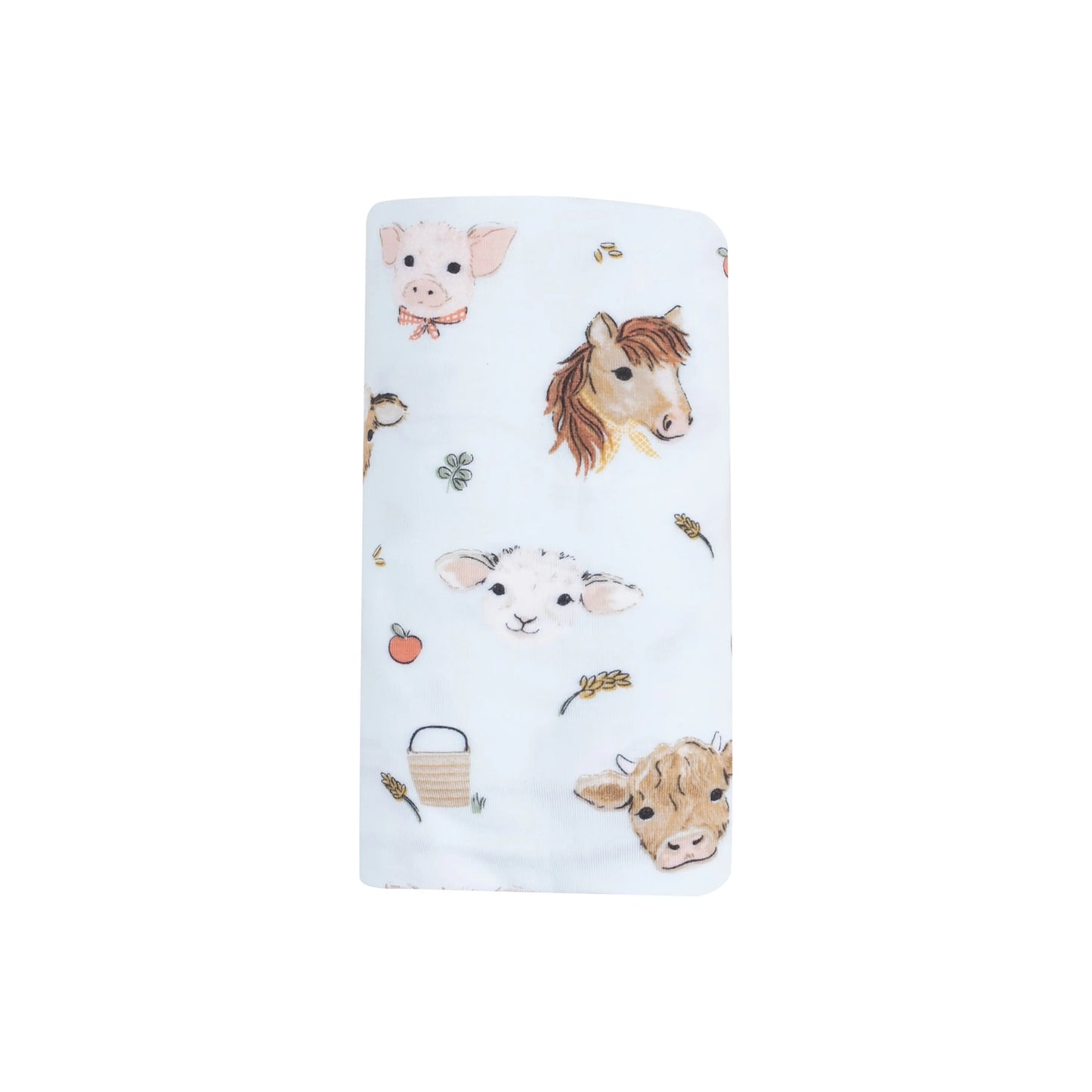 Vintage Animal Faces Blue Viscose Bamboo Swaddle Blanket 45x45 Inches.