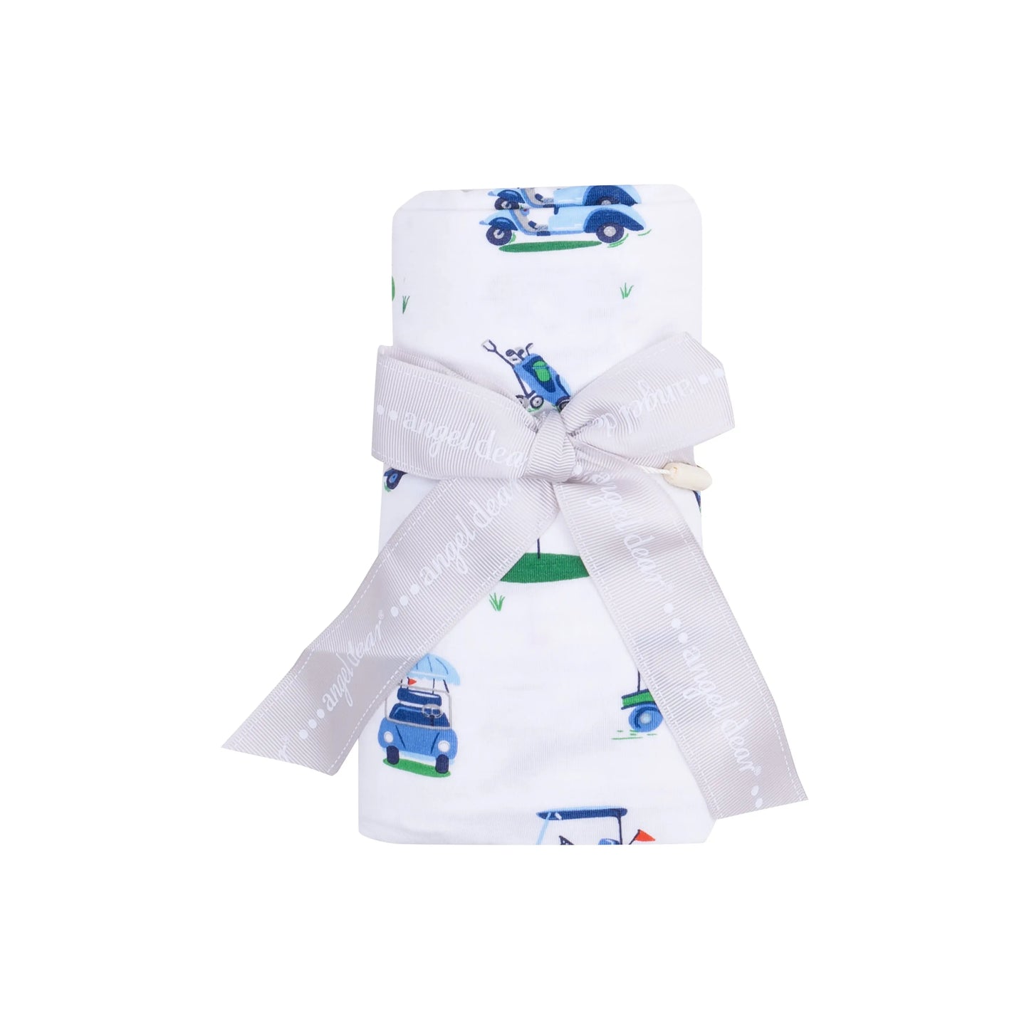 Vintage Golf Carts Blue Viscose Bamboo Swaddle Blanket 45x45 Inches.