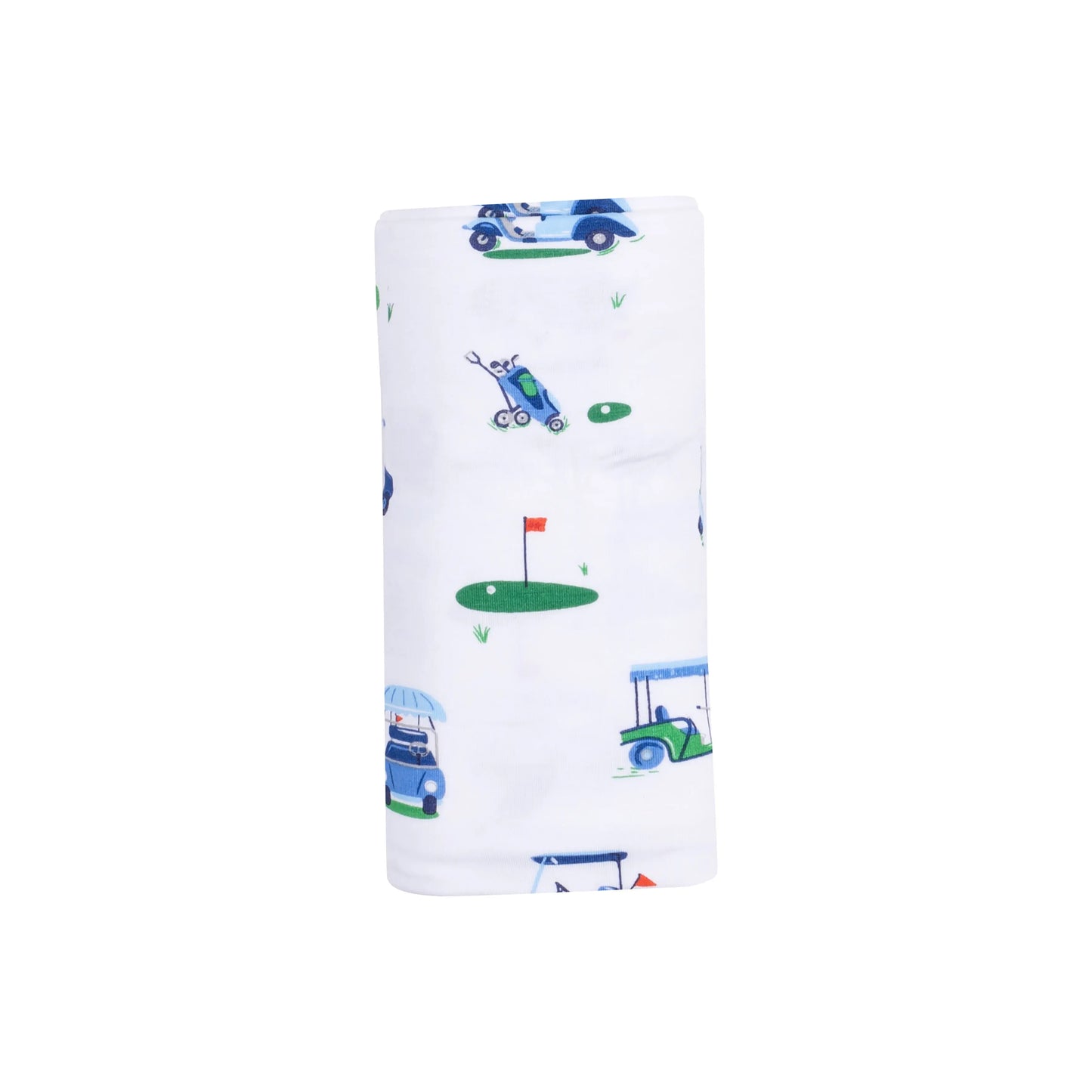 Vintage Golf Carts Blue Viscose Bamboo Swaddle Blanket 45x45 Inches.