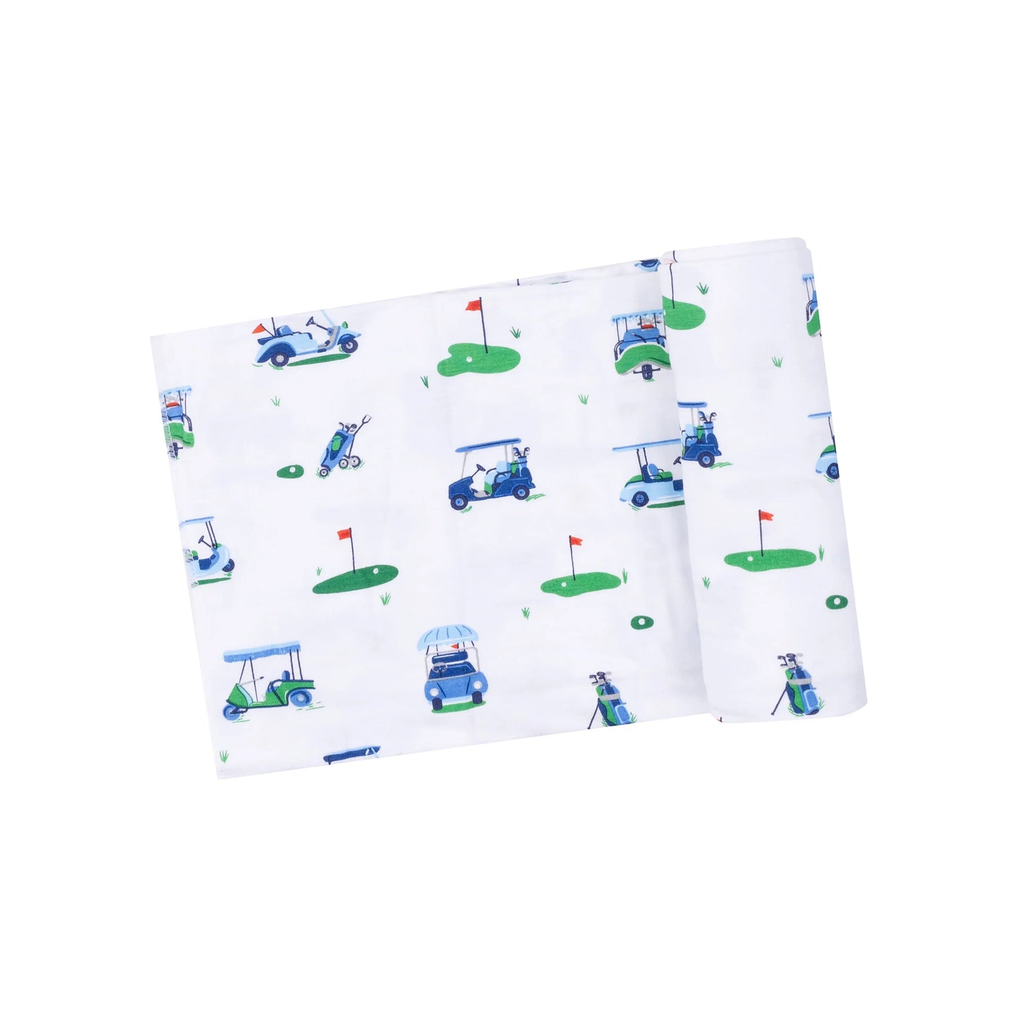 Vintage Golf Carts Blue Viscose Bamboo Swaddle Blanket 45x45 Inches.