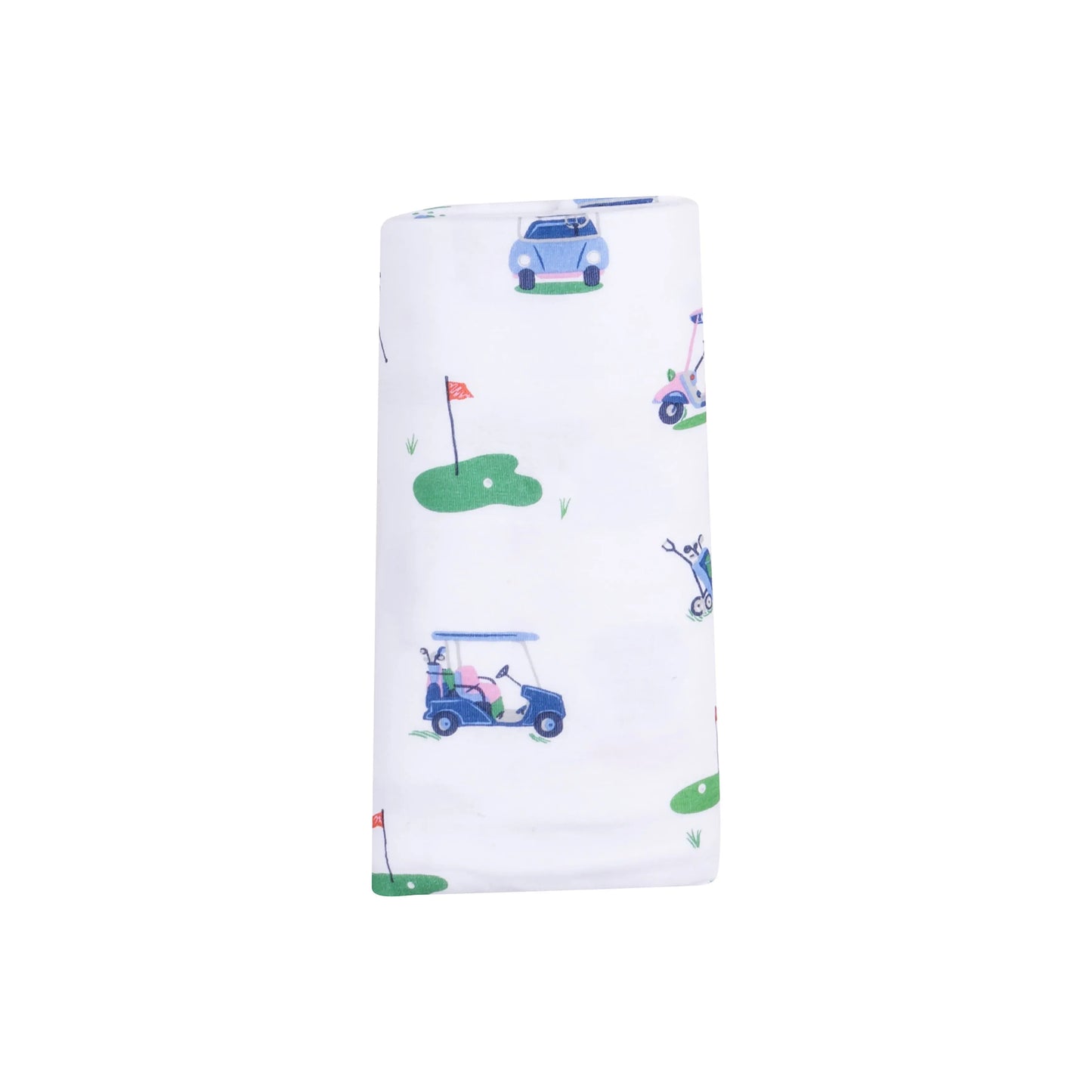 Vintage Pink Golf Cart Viscose Bamboo Swaddle Blanket 45x45 Inches.