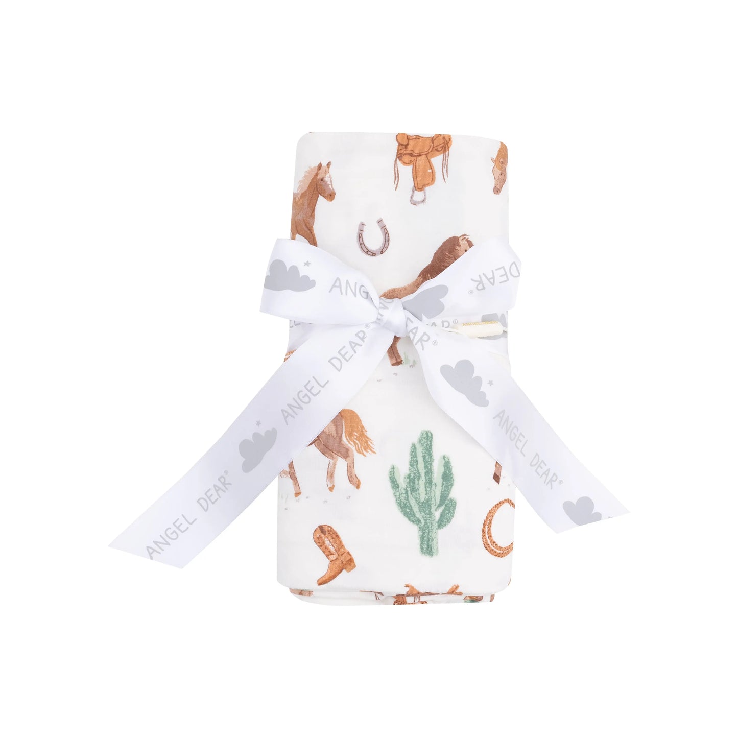 Viscose Bamboo Swaddle Blanket Western Horses Universal Design 45x45 Inches.