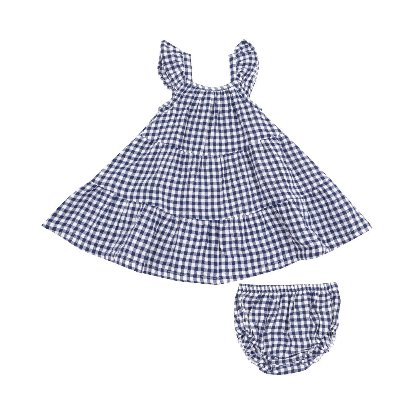 Twirly Sundress and Diaper Cover Navy Gingham.