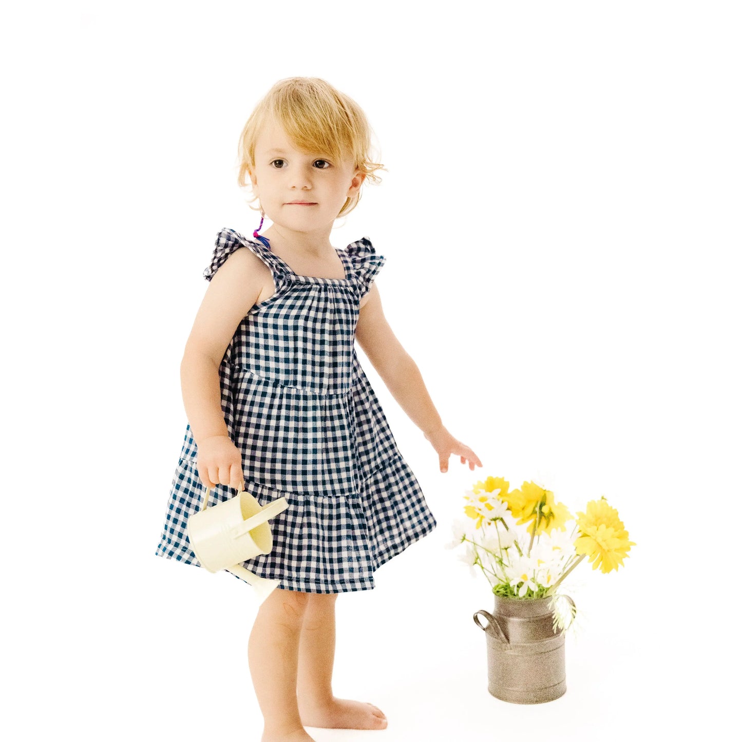 Twirly Sundress and Diaper Cover Navy Gingham.