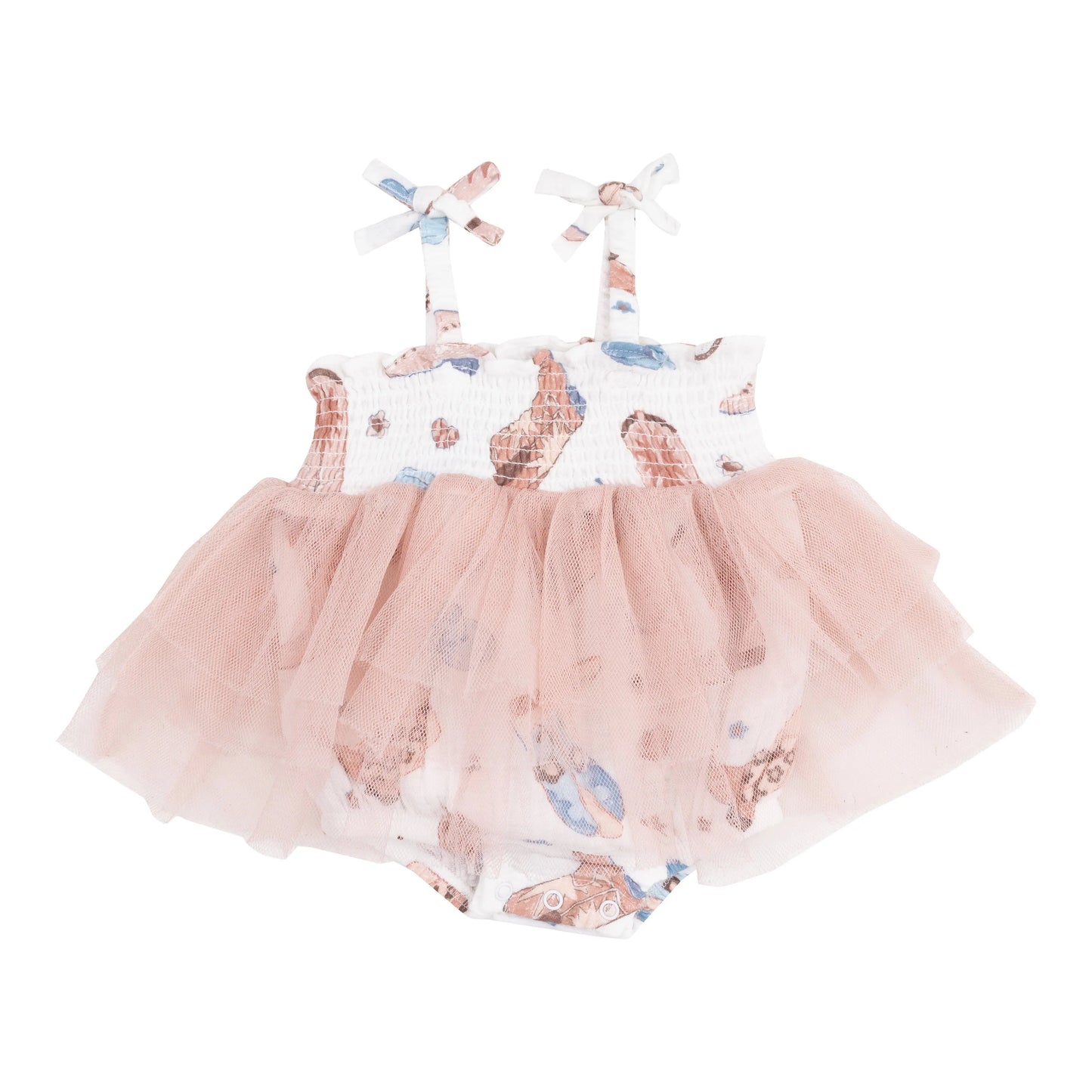 Tutu Bubble Cowboy Boots Pink Tulle Skirt Romper for Girls.