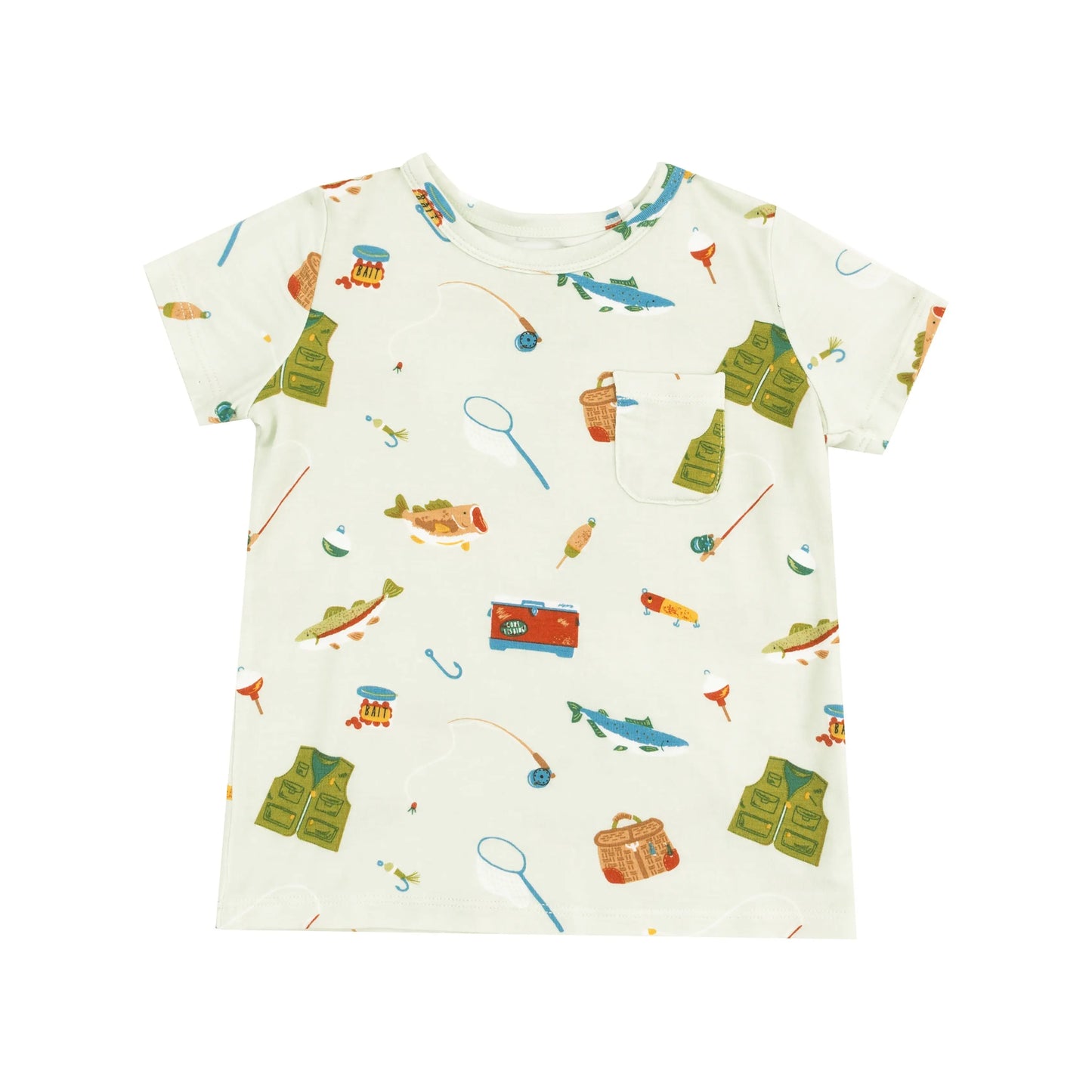Crew Neck Tee and Short Set Fishing Things Green.