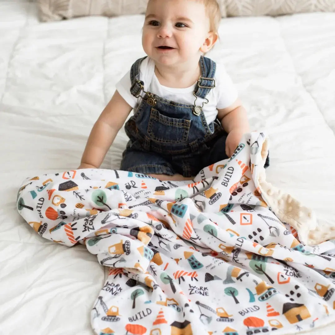 Baby & Toddler Minky Blanket - Little Builder Honey Lemonade