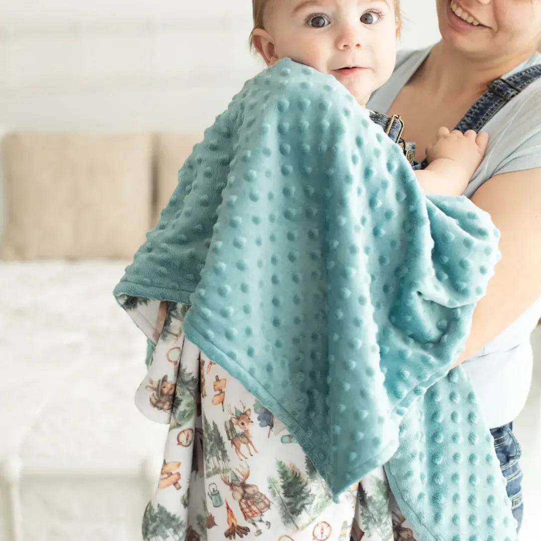 Baby & Toddler Minky Blanket - Let's Go Camping Honey Lemonade