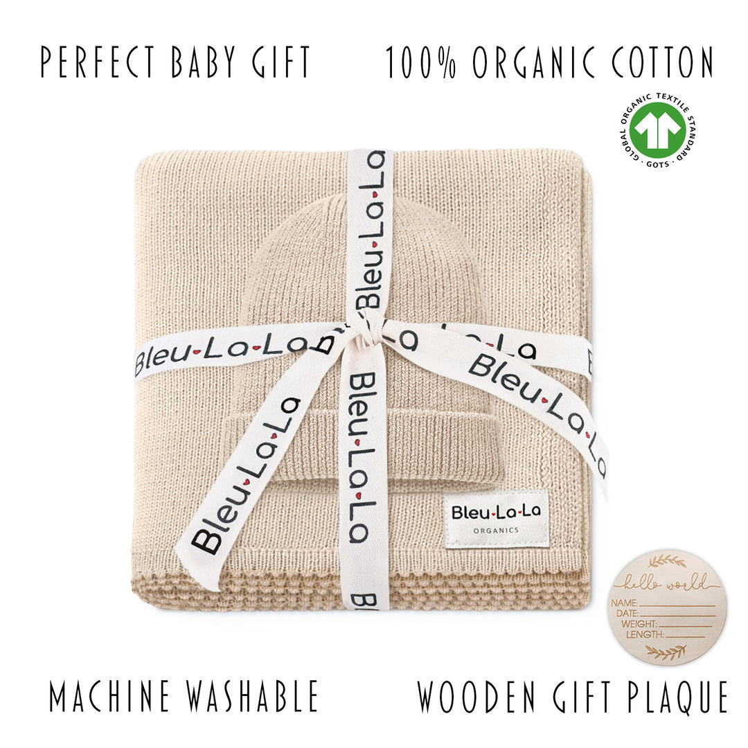 Luxe Collection 100 Percent Organic Cotton Luxury Knit Baby Blanket Bleu La La