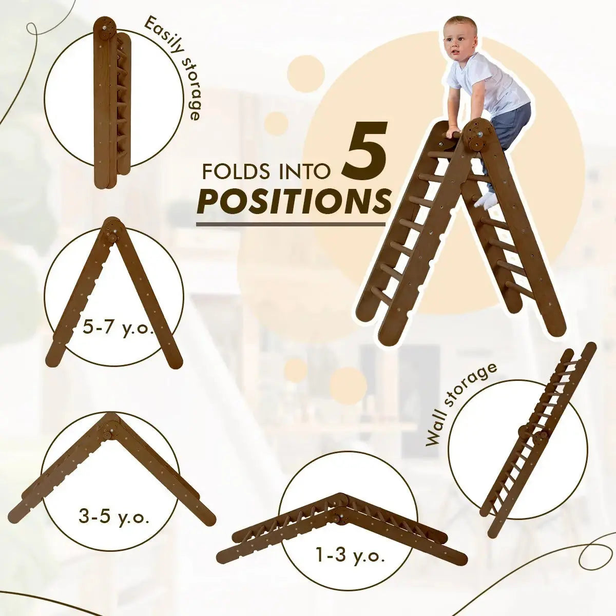 4in1 Montessori Climbing Set Triangle Ladder Arch Rocker Slide Board Ramp Net Chocolate Goodevas Everetts Place: Online Boutique