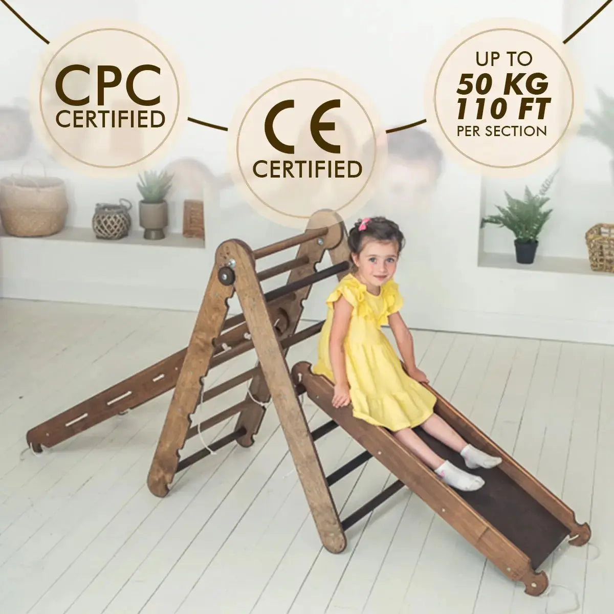 4in1 Montessori Climbing Set Triangle Ladder Arch Rocker Slide Board Ramp Net Chocolate Goodevas Everetts Place: Online Boutique