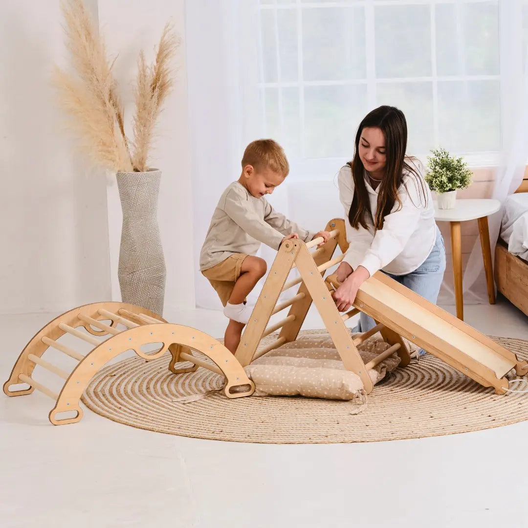 4in1 Montessori Climbing Set Triangle Ladder Climbing Arch Slide Board Cushion for Toddlers Ages 1 to 3 Goodevas Everetts Place: Online Boutique 89.00