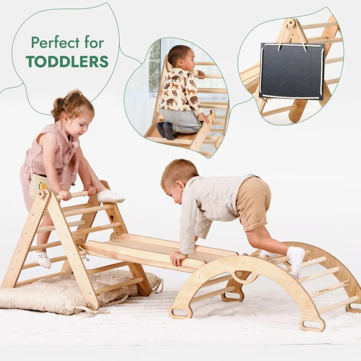 4in1 Montessori Climbing Set Triangle Ladder Climbing Arch Slide Board Cushion for Toddlers Ages 1 to 3 Goodevas Everetts Place: Online Boutique
