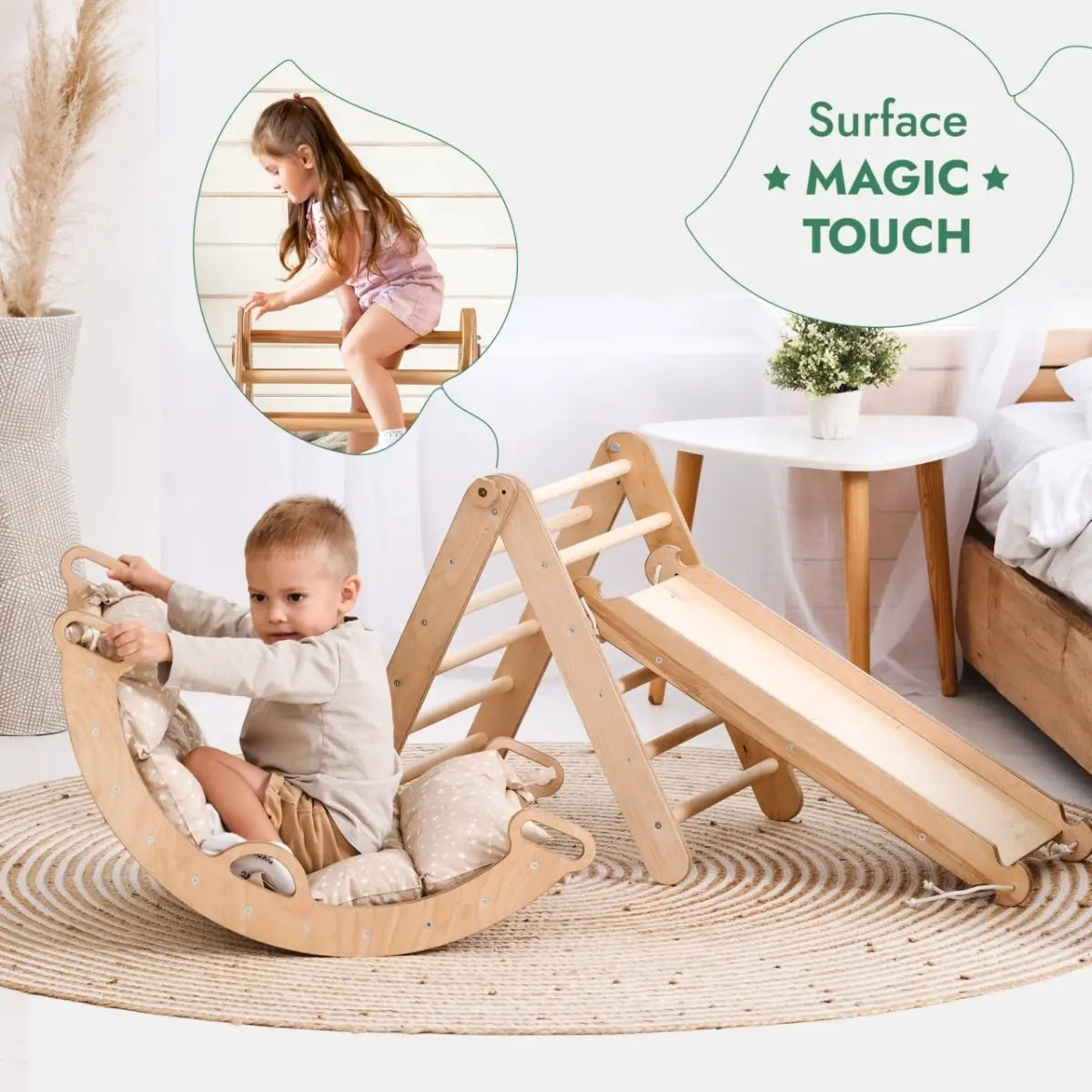 4in1 Montessori Climbing Set Triangle Ladder Climbing Arch Slide Board Cushion for Toddlers Ages 1 to 3 Goodevas Everetts Place: Online Boutique